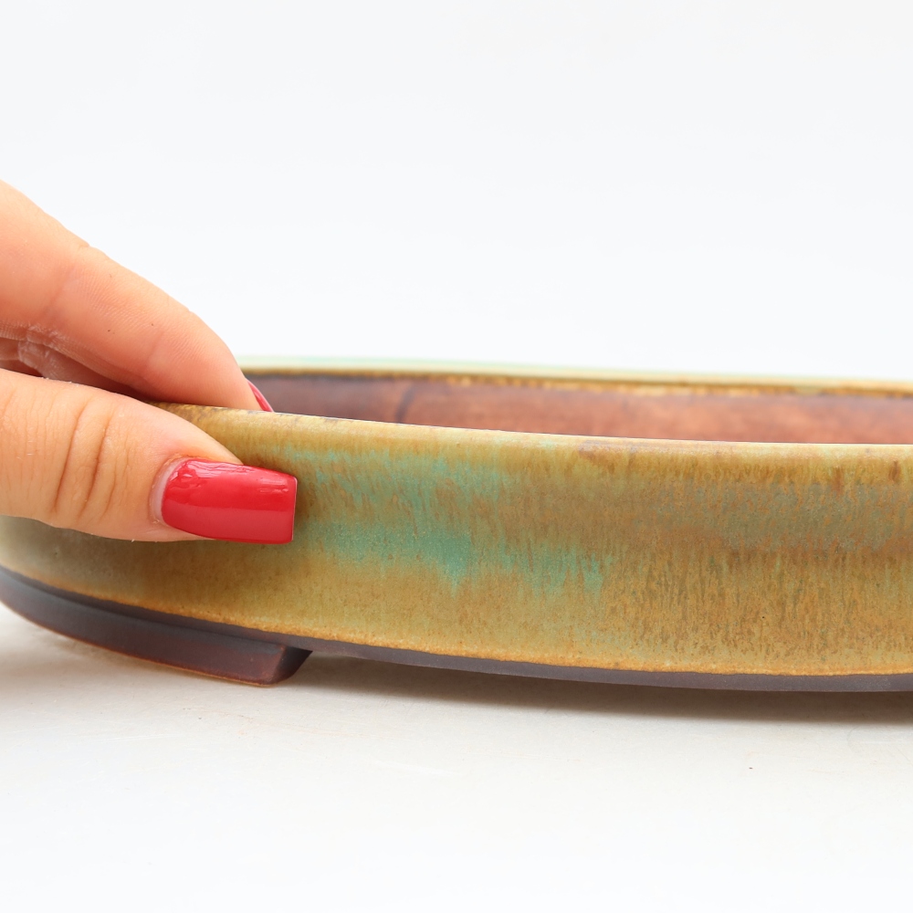 Ceramiczna miska do bonsai 31 x 27 x 4,5 cm, zielona