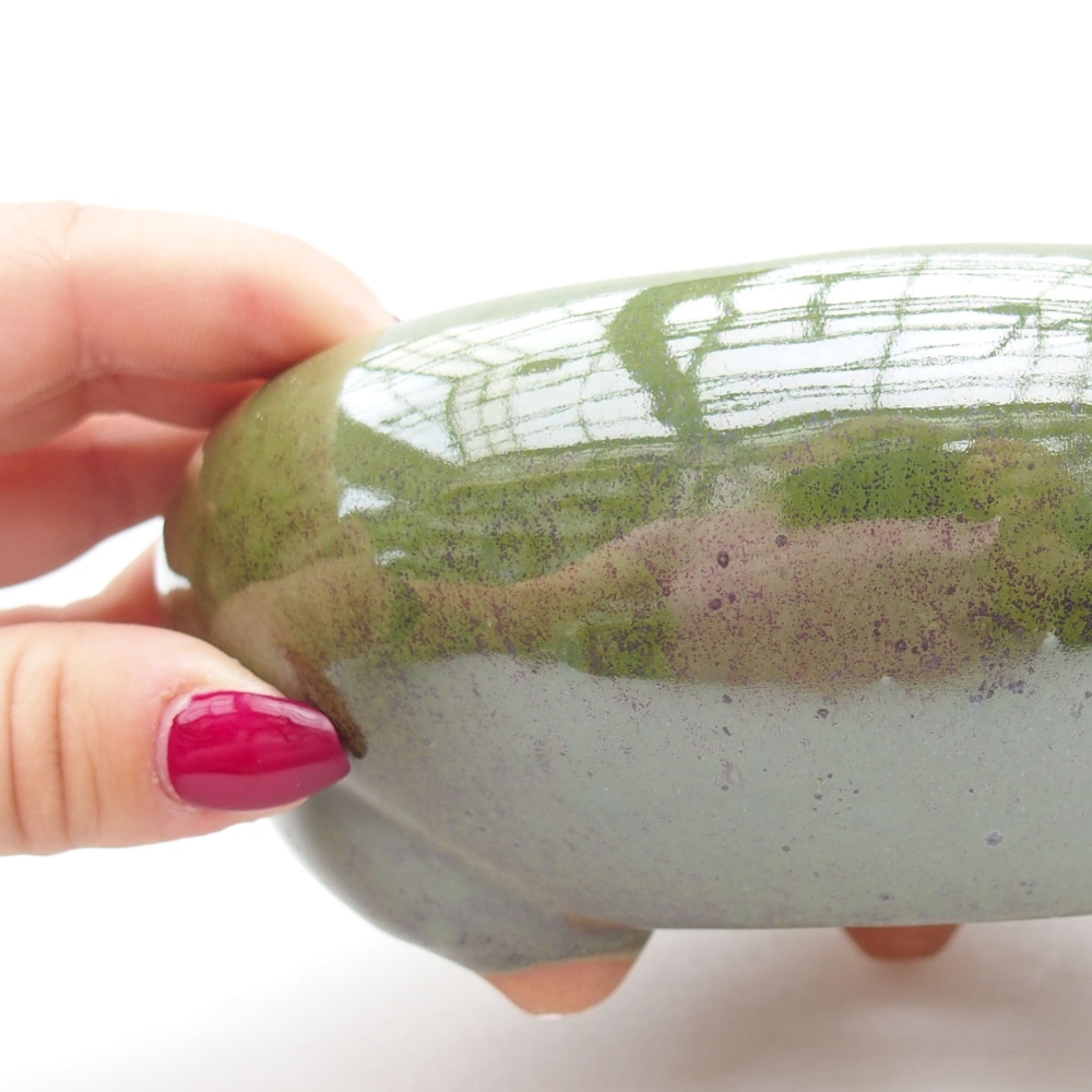 Ceramiczna miska bonsai 14 x 14 x 6,5 cm, kolor zielony