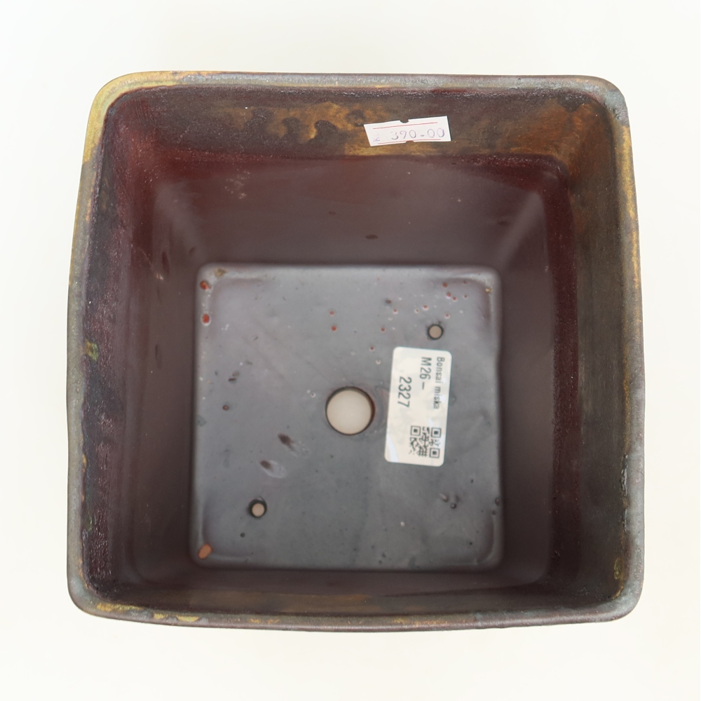 Ceramiczna miska do bonsai 13 x 13 x 14 cm, kolor brązowy