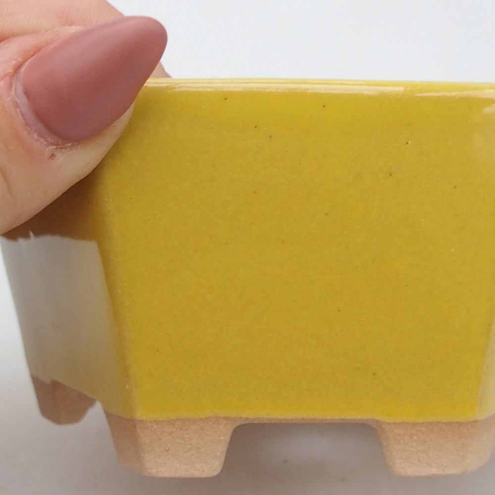 Ceramiczna miska do bonsai 10,5 x 9,5 x 5 cm, żółta