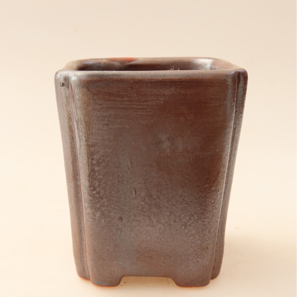 Ceramiczna miseczka do bonsai 7 x 7 x 8,5 cm, kolor metaliczny