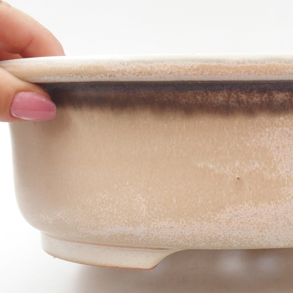 Ceramiczna miska bonsai 25,5 x 22 x 8 cm, kolor beżowy