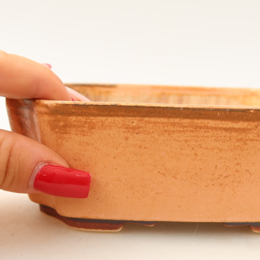 Ceramiczna miseczka do bonsai 14 x 11,5 x 4,5 cm, kolor różowy