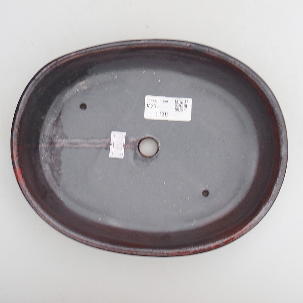 Ceramiczna miska bonsai 21,5 x 17 x 5 cm, kolor czerwono-czarny