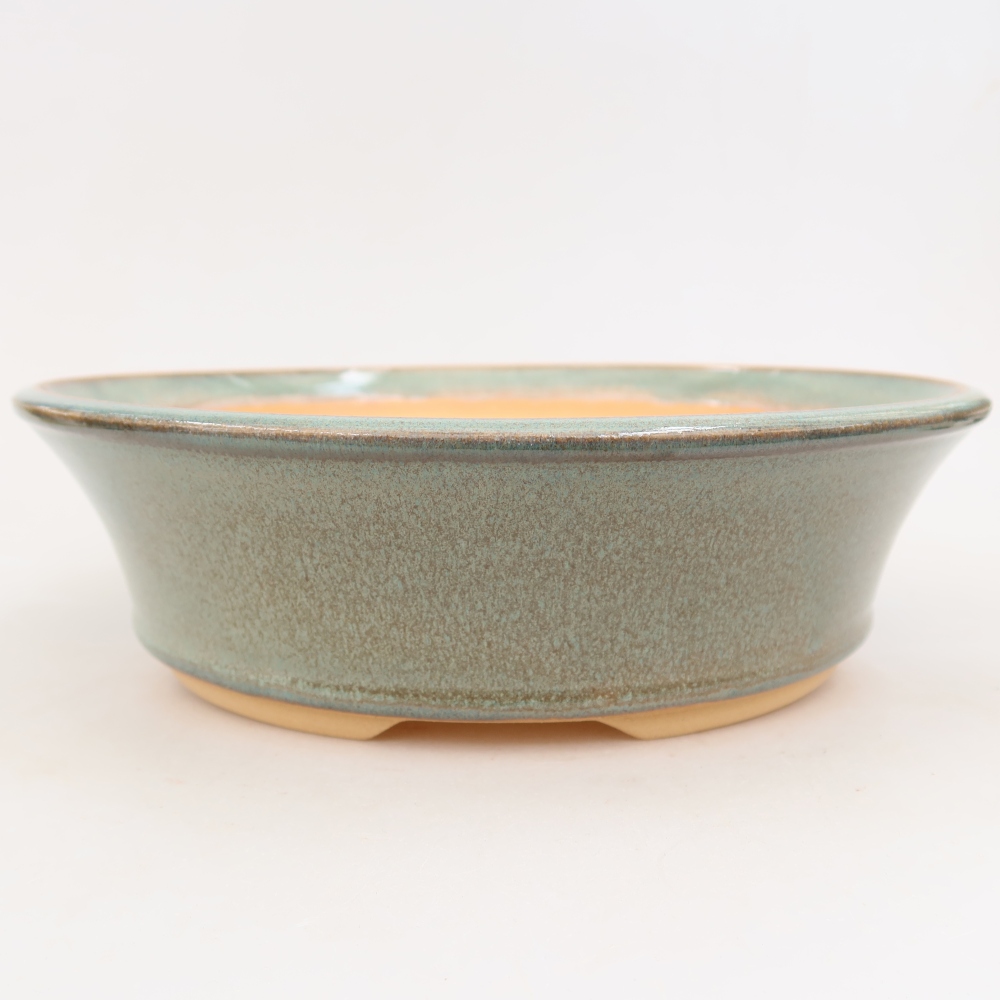 Ceramiczna miska do bonsai 27 x 27 x 7,5 cm, kolor zielony