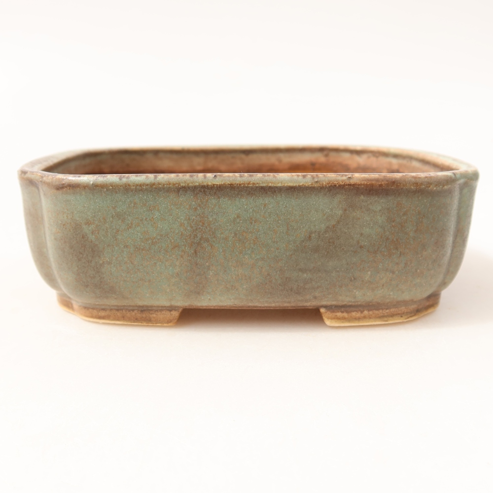 Ceramiczna miska do bonsai 14 x 12 x 4 cm, kolor zielony