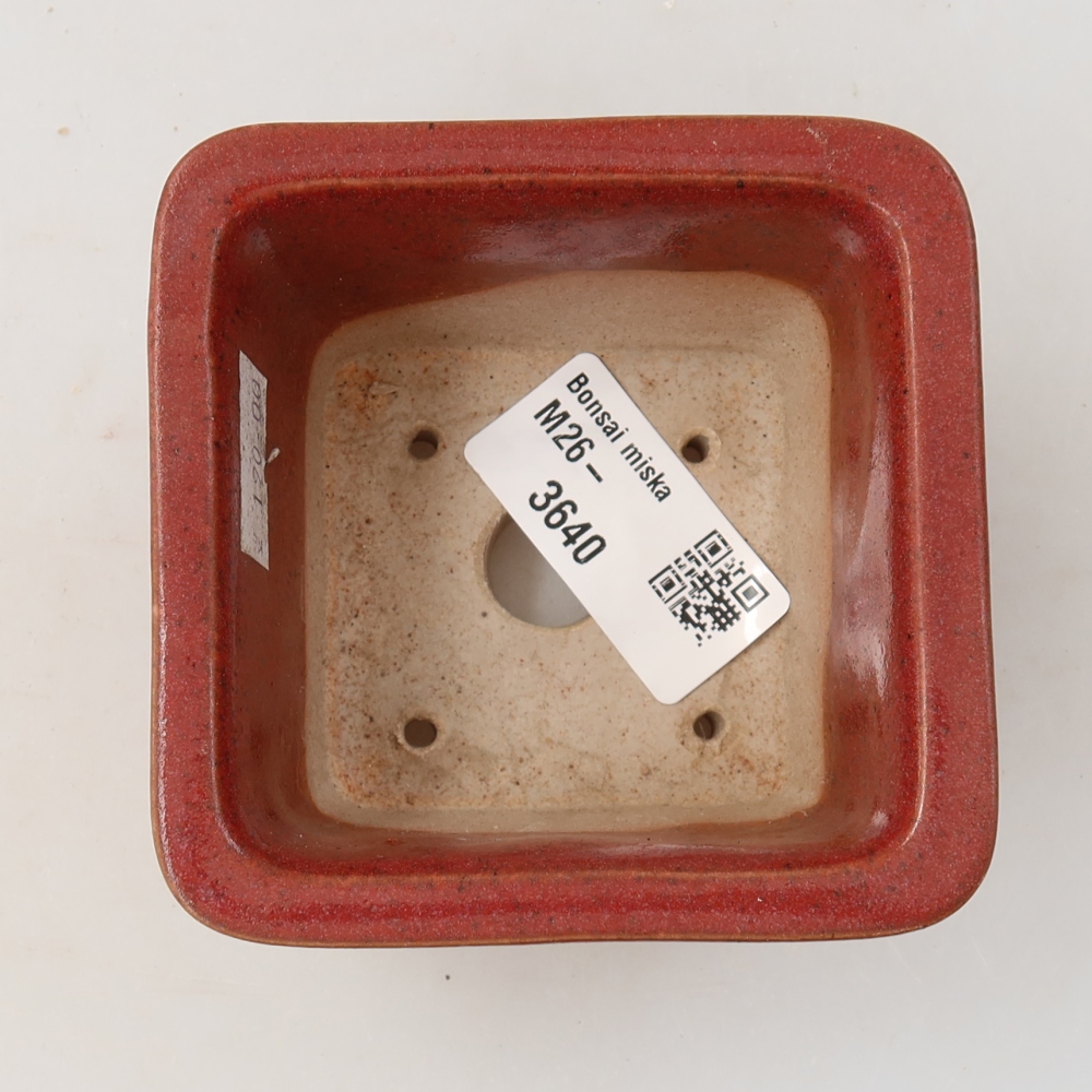 Ceramiczna miseczka do bonsai 8,5 x 8,5 x 5,5 cm, kolor różowy