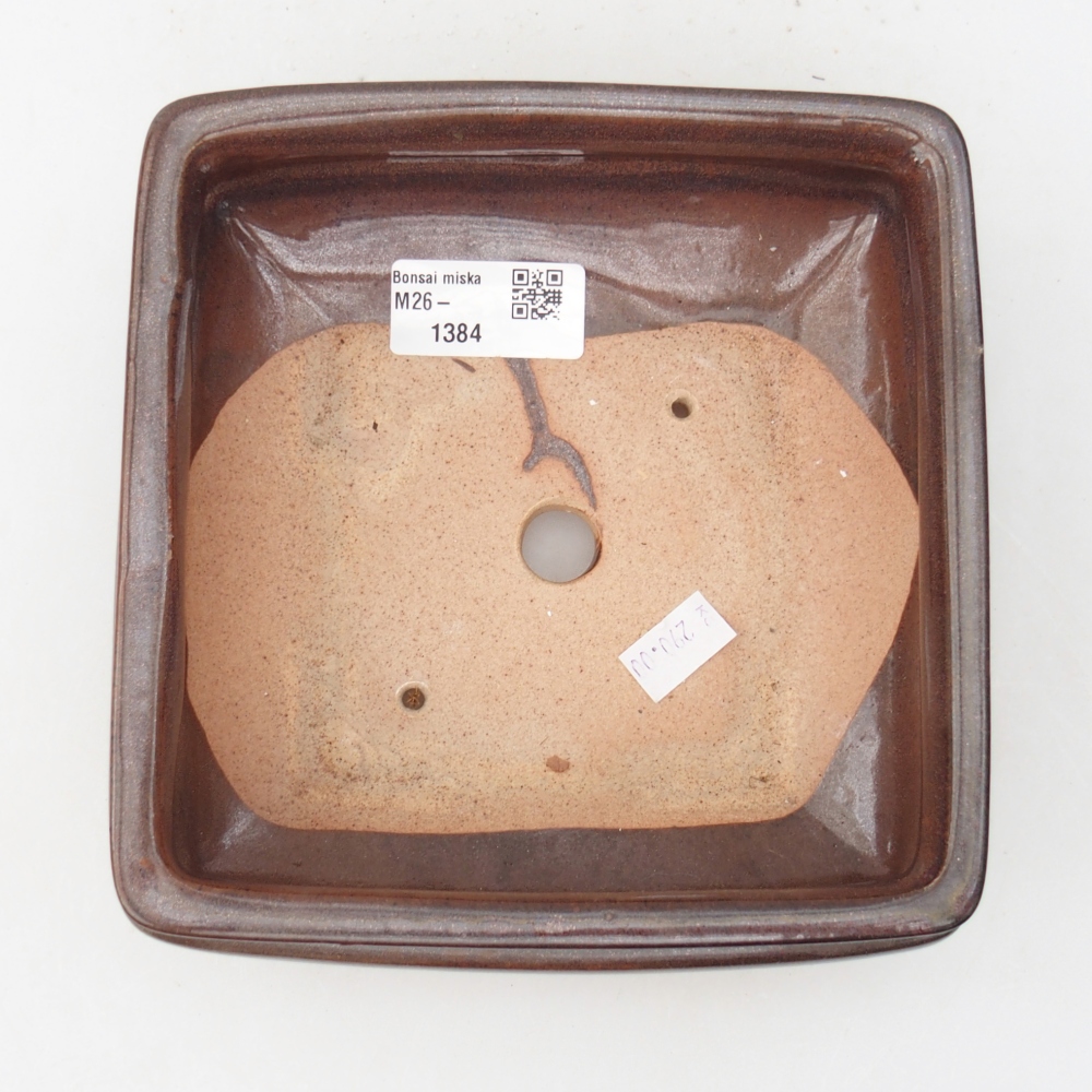 Ceramiczna miska do bonsai 15,5 x 15,5 x 6 cm, brązowa