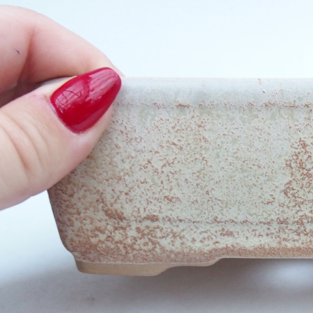 Ceramiczna miska bonsai 13 x 10 x 5 cm, kolor beżowy