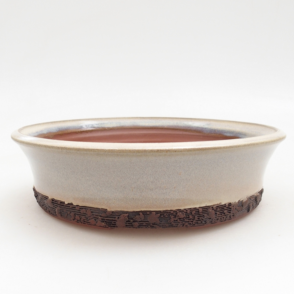 Ceramiczna miska do bonsai 20,5 x 20,5 x 6 cm, kolor beżowy