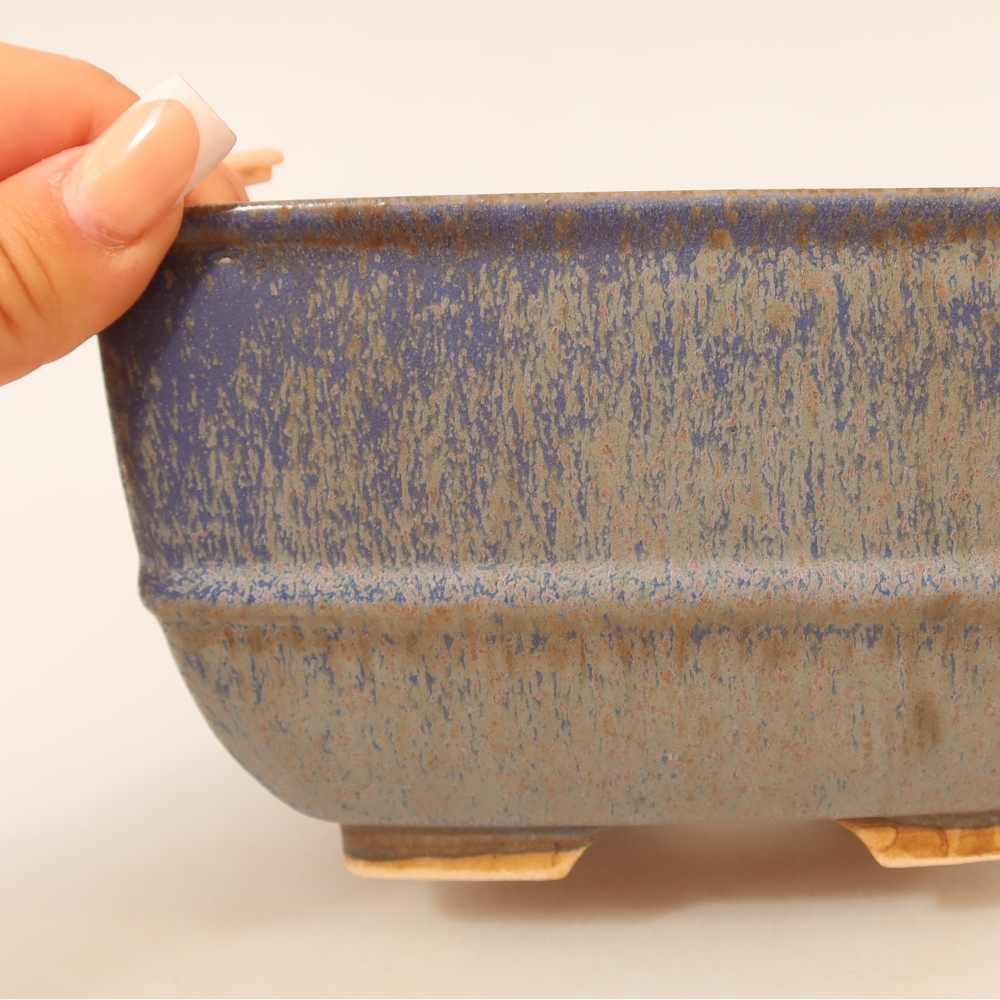 Ceramiczna miska do bonsai 16,5 x 16,5 x 9,5 cm, kolor niebieski