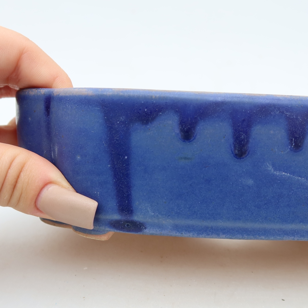 Ceramiczna miska do bonsai 18,5 x 13 x 5 cm, kolor niebieski
