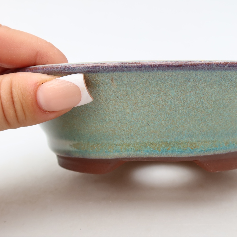 Ceramiczna doniczka do bonsai 16 x 16 x 4,5 cm, kolor zielony