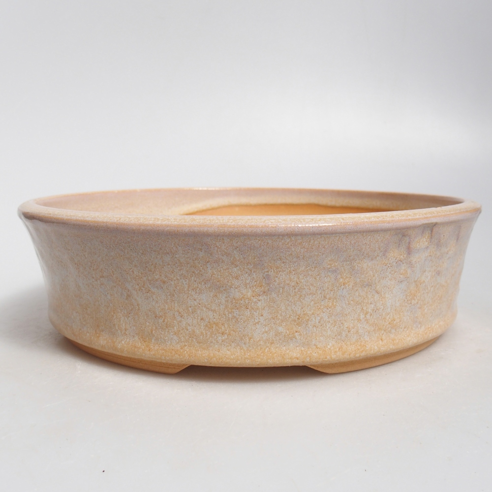 Ceramiczna miska na bonsai 21 x 21 x 6 cm, kolor beżowy