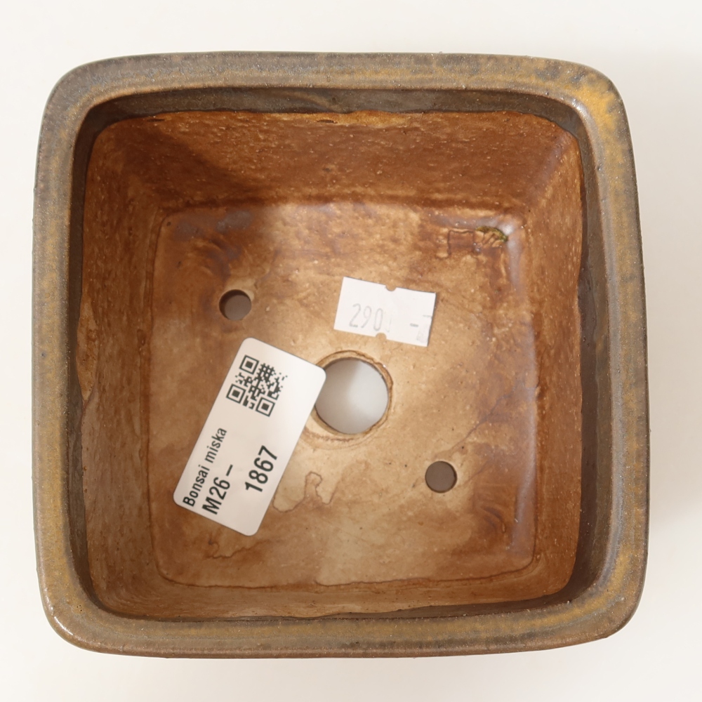 Ceramiczna miska do bonsai 10,5 x 10,5 x 7 cm, kolor brązowy