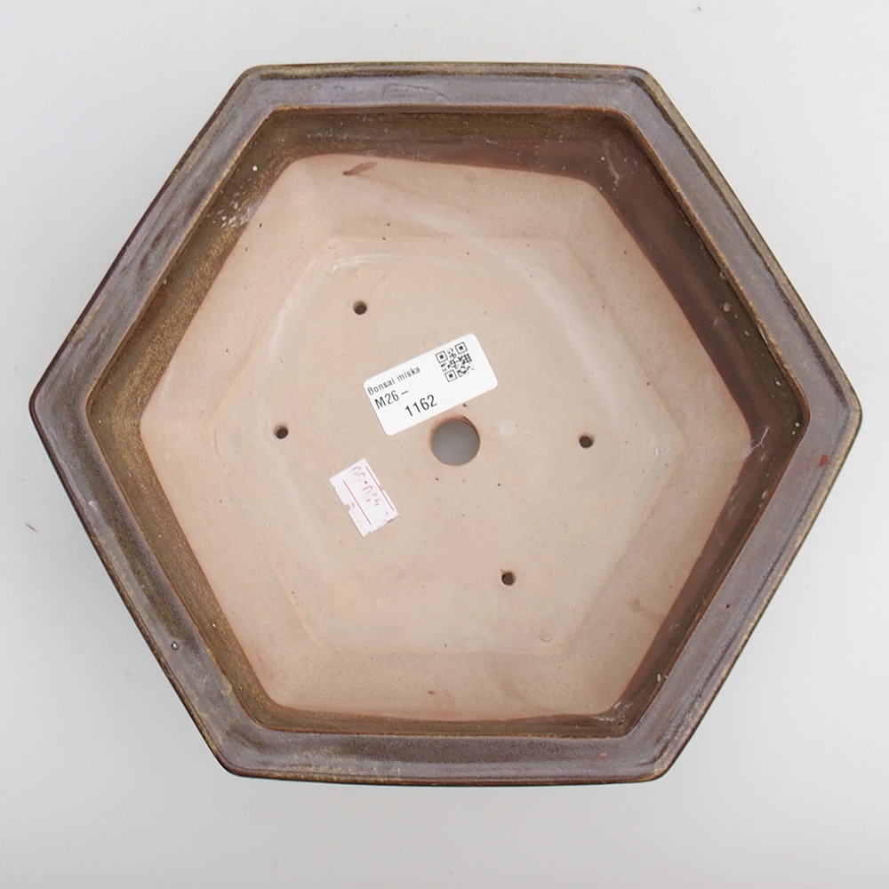 Ceramiczna miska na bonsai 23 x 21 x 7,5 cm, zielono-brązowa