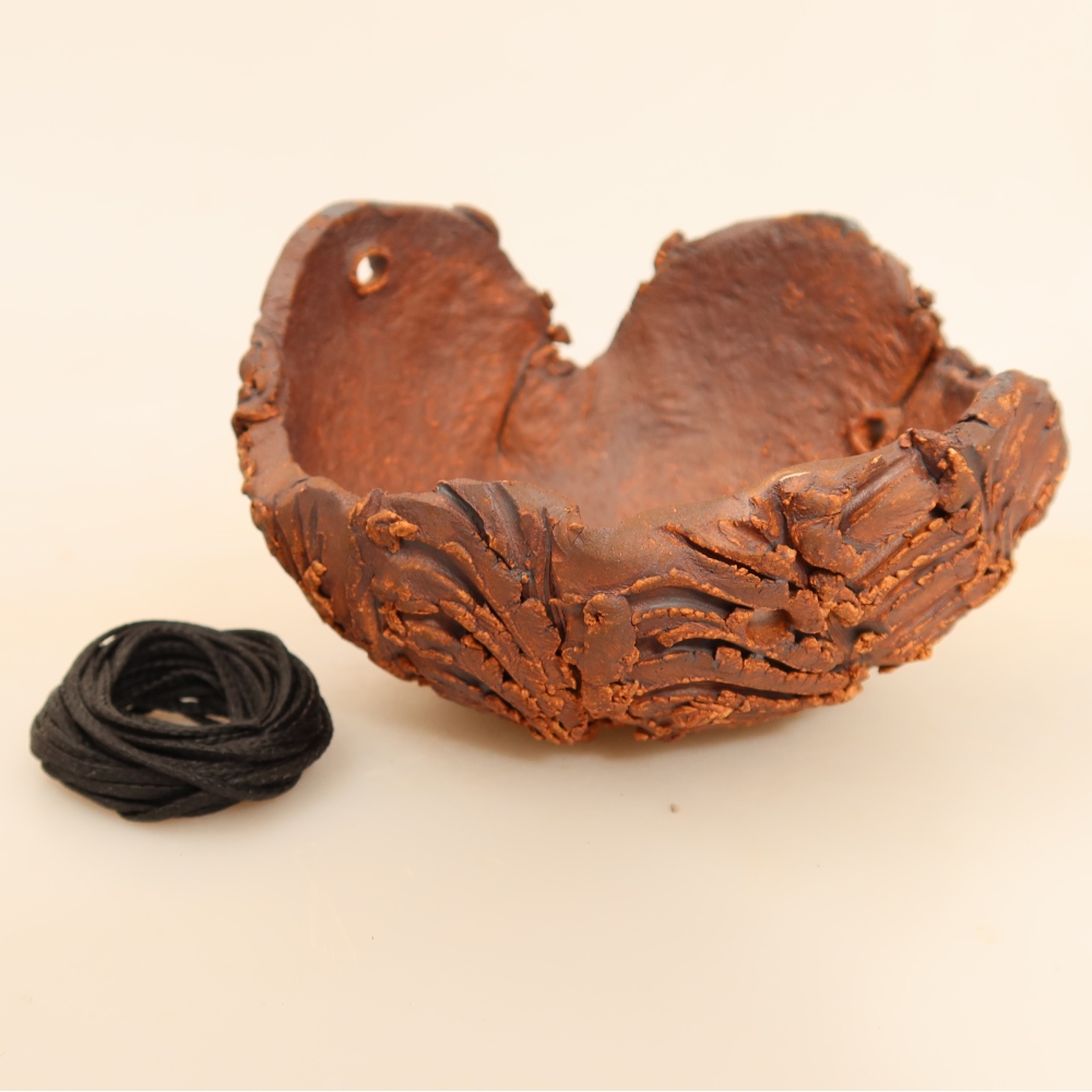 Ceramiczna skorupa do kokedamy, 10,5 x 9 x 6,5 cm, kolor brązowy