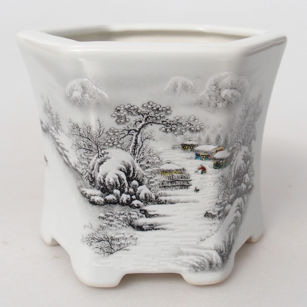 Ceramiczna miska do bonsai 10,5 x 9,5 x 9 cm, kolor biały