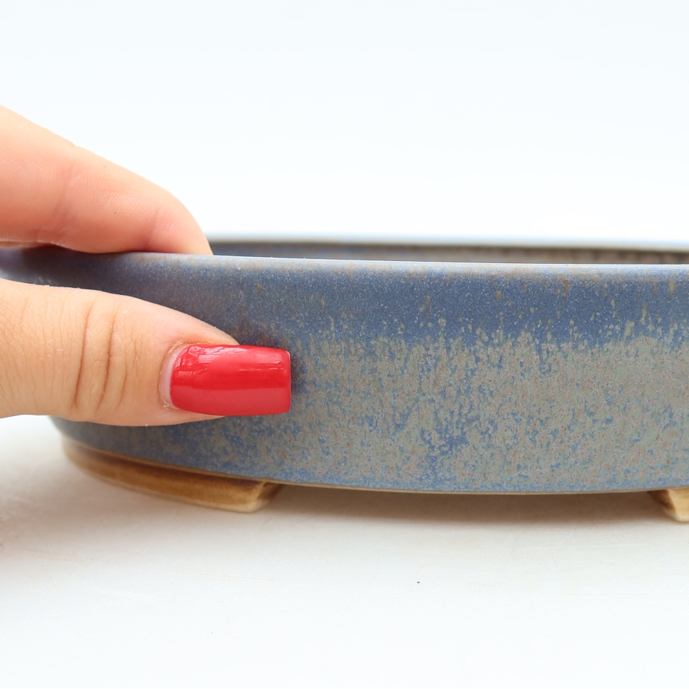Ceramiczna miska do bonsai 21 x 19 x 4,5 cm, kolor niebieski