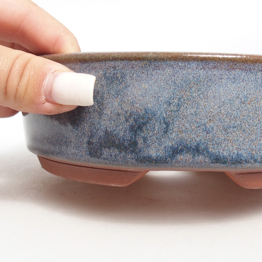 Ceramiczna miska do bonsai 16 x 16 x 5 cm, kolor niebieski
