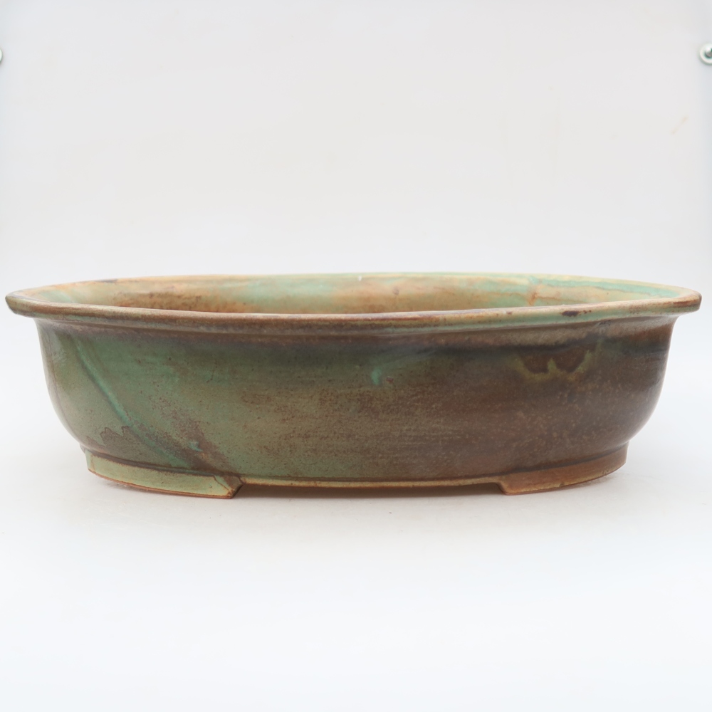 Ceramiczna miska do bonsai 36 x 28 x 8,5 cm, kolor brązowo-zielony