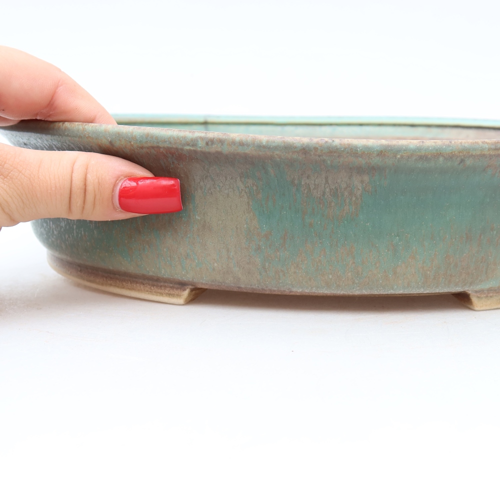 Ceramiczna miska do bonsai 27 x 24 x 5,5 cm, kolor zielony
