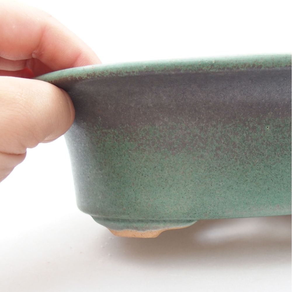 Ceramiczna miska bonsai 19,5 x 16 x 6,5 cm, kolor zielony