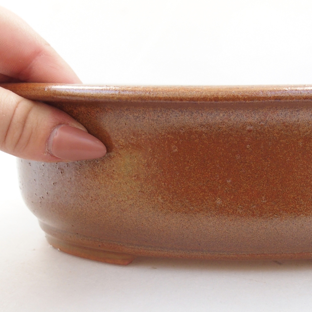 Ceramiczna miska na bonsai 23 x 19,5 x 8 cm, brązowa