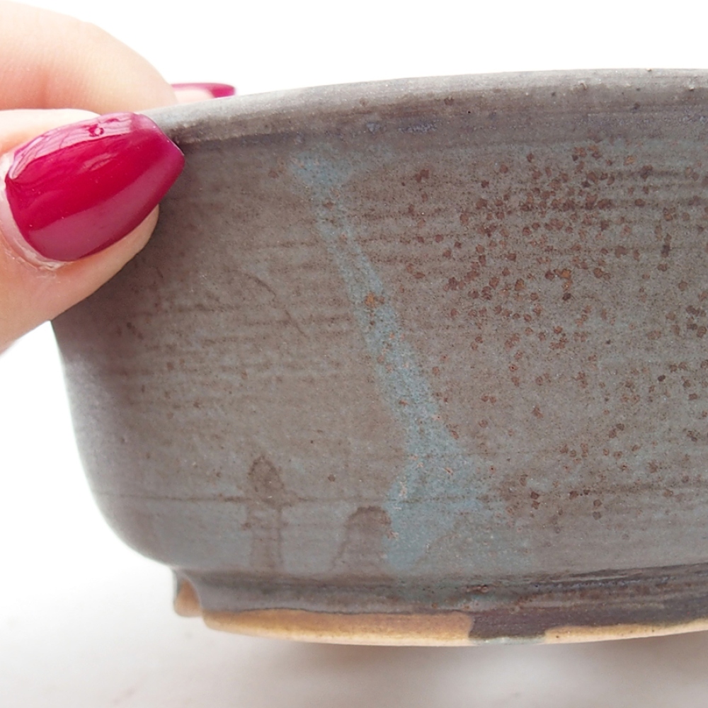 Ceramiczna miska do bonsai 11,5 x 11,5 x 5 cm, kolor niebieski