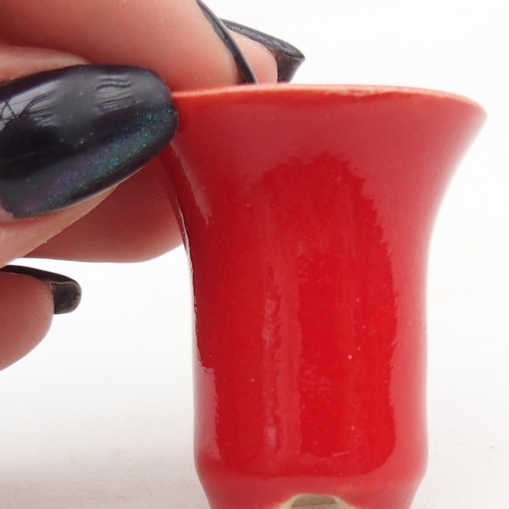 Mini miska do bonsai 3 x 3 x 3,5 cm, kolor czerwony