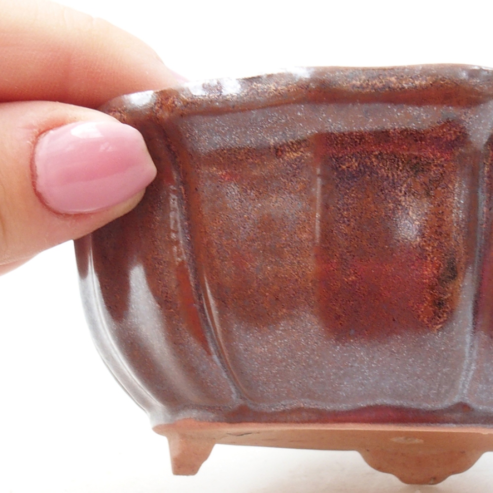 Ceramiczna miska bonsai 11 x 11 x 5 cm, kolor brązowy