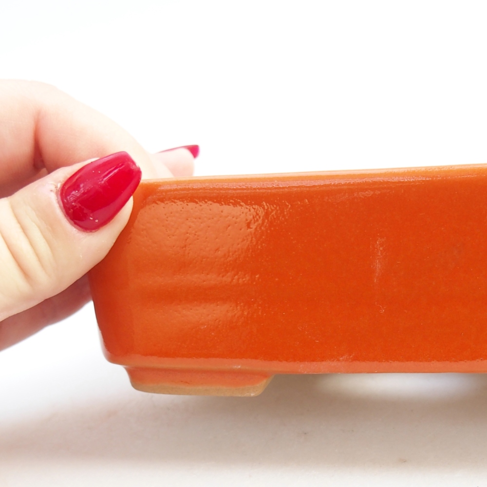 Ceramiczna miska do bonsai 14,5 x 10,5 x 4,5 cm, pomarańczowa