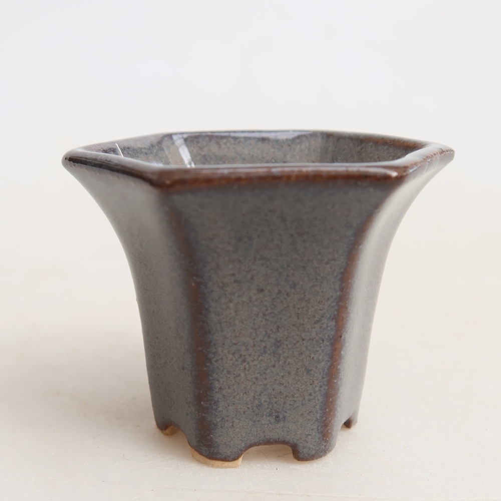 Ceramiczna miseczka do bonsai o wymiarach 4,5 x 4 x 3,5 cm, kolor szary