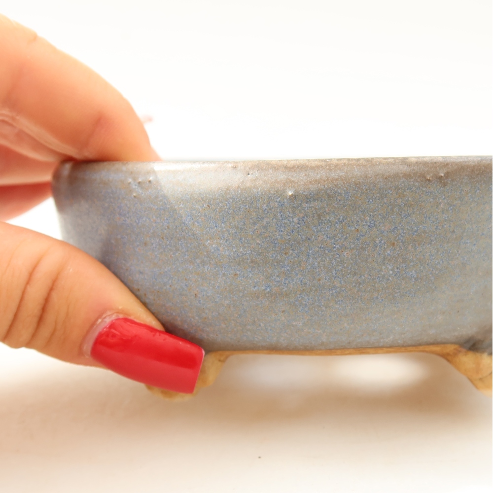 Ceramiczna doniczka do bonsai 10,5 x 10,5 x 4 cm, kolor niebieski