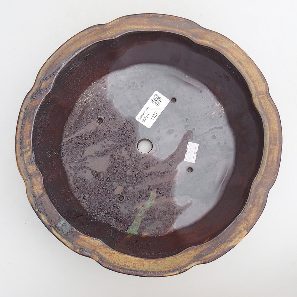 Ceramiczna miska na bonsai 26 x 26 x 8 cm, brązowa