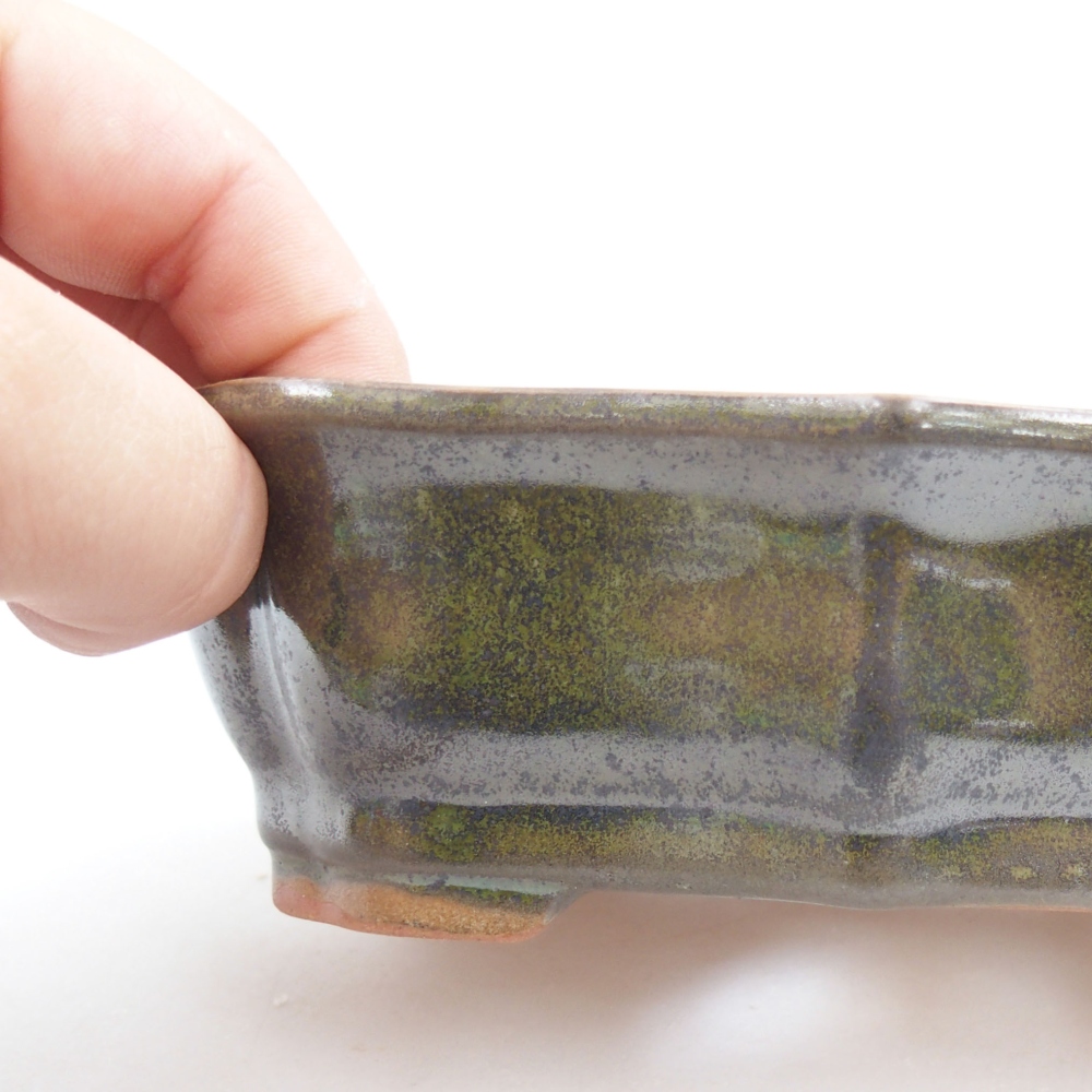 Ceramiczna miska bonsai 15,5 x 11 x 4,5 cm, kolor zielony