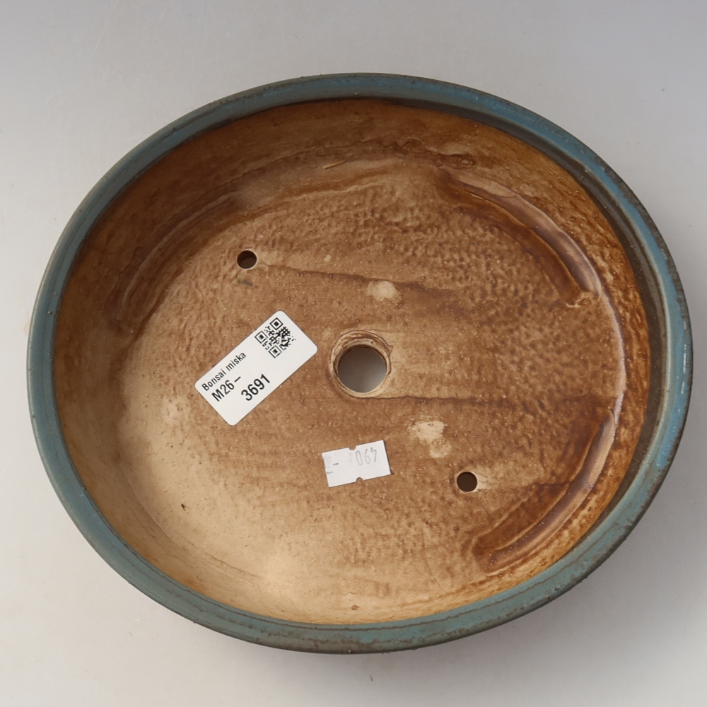 Ceramiczna miska do bonsai 21 x 19 x 4,5 cm, kolor niebieski