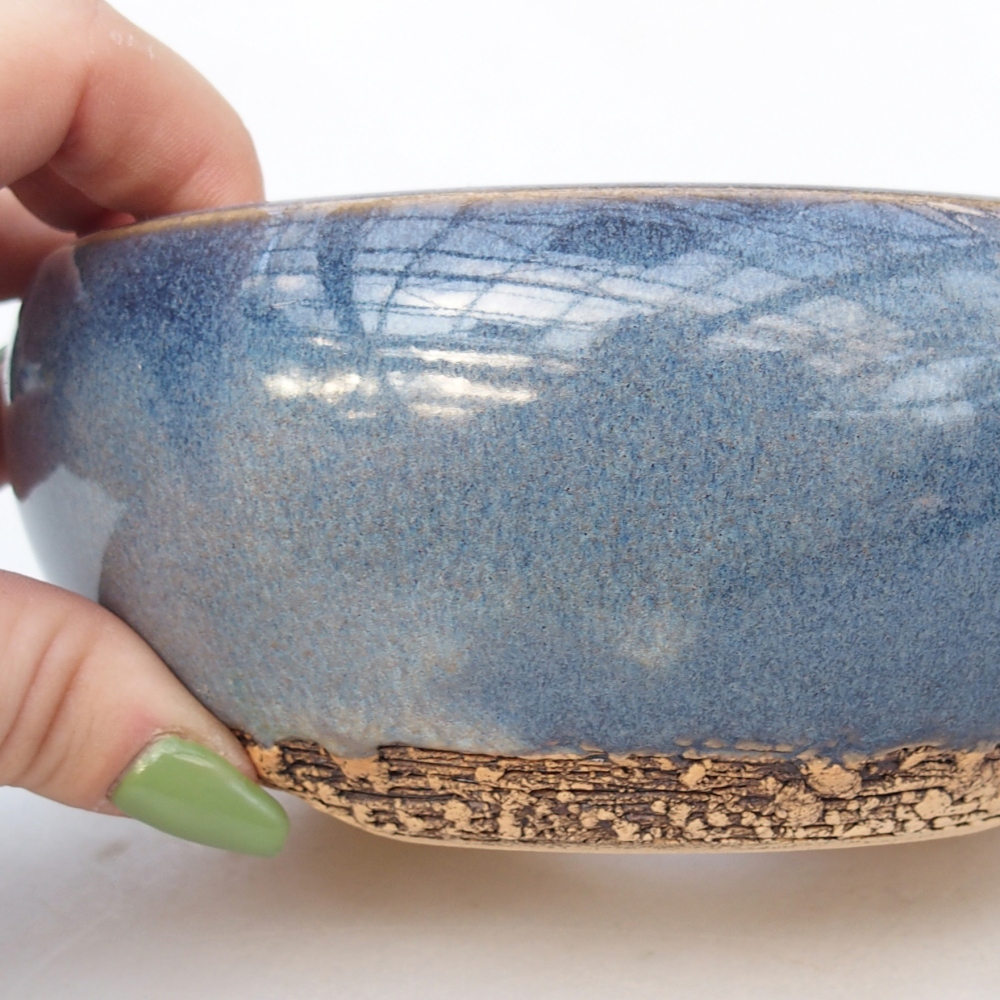 Ceramiczna miska do bonsai 14,5 x 14,5 x 6 cm, kolor niebieski