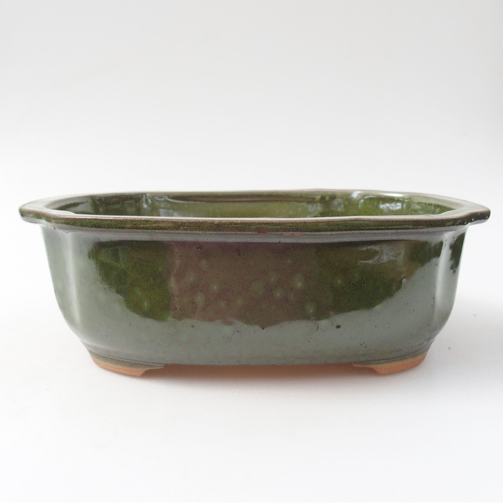 Ceramiczna miska bonsai 22 x 18 x 7 cm, kolor zielony