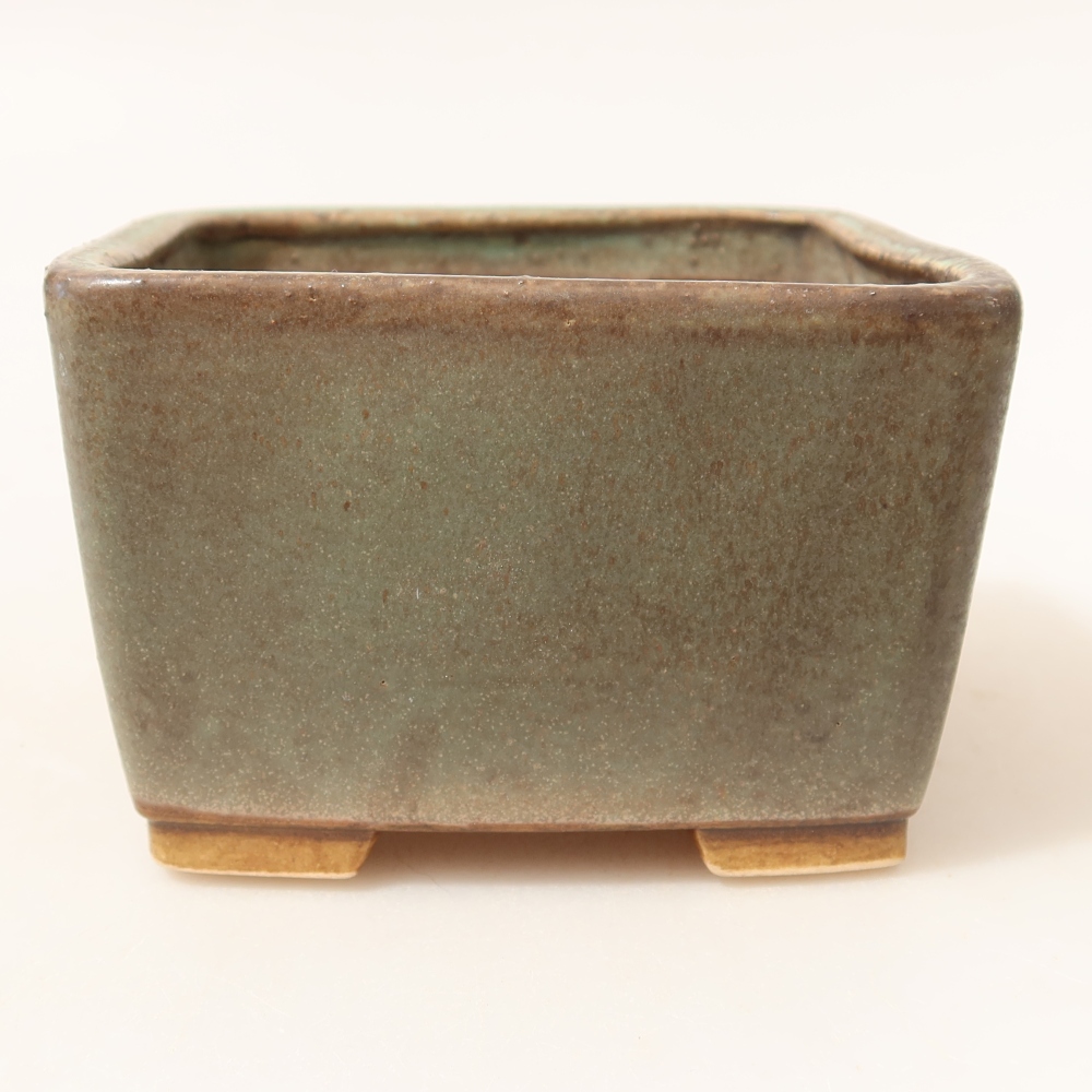 Ceramiczna miska do bonsai 10,5 x 10,5 x 7 cm, kolor zielony