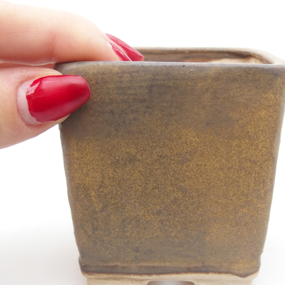 Ceramiczna miska do bonsai 6,5 x 6,5 x 7 cm, brązowa
