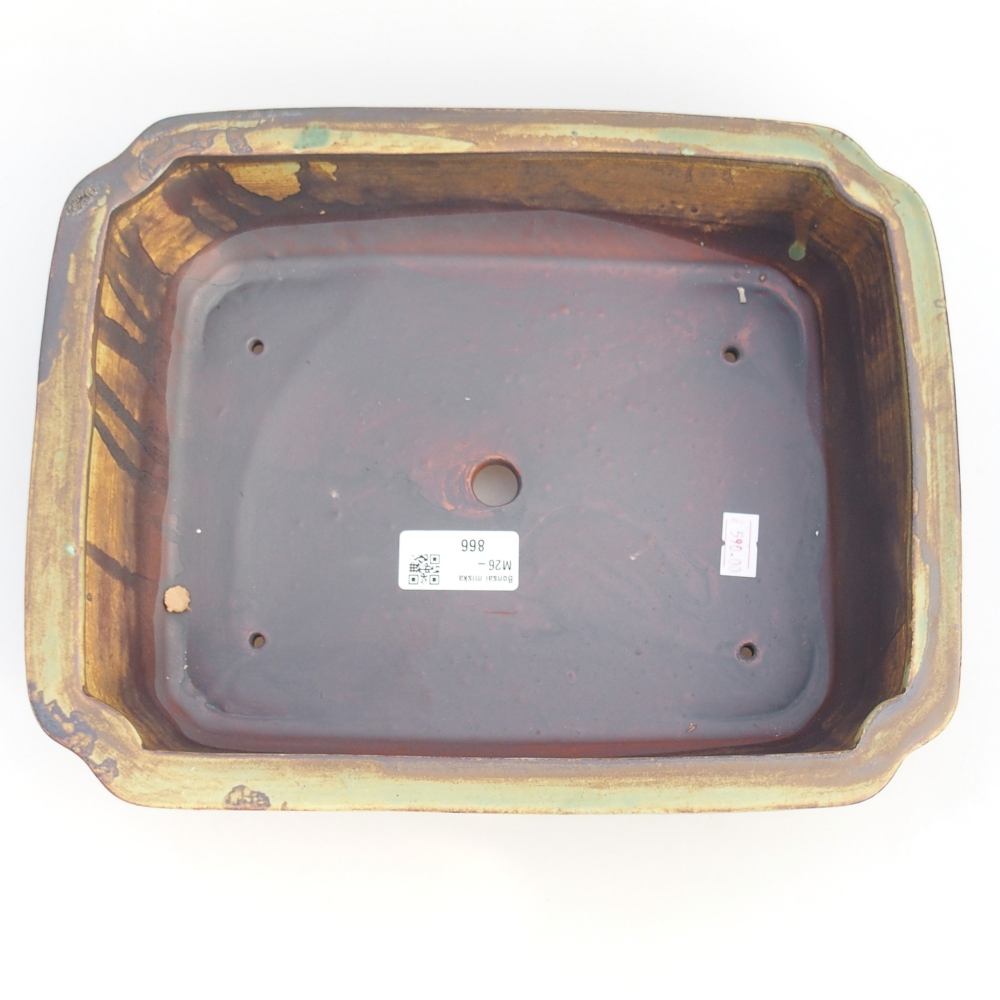 Ceramiczna miska do bonsai 28 x 22,5 x 7 cm, zielono-brązowa