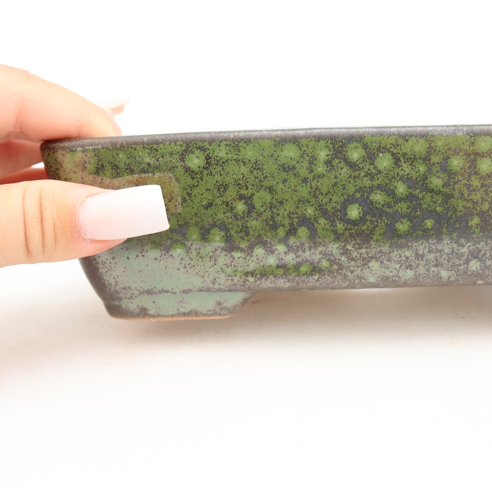 Ceramiczna miska do bonsai 18 x 13 x 5 cm, zielona