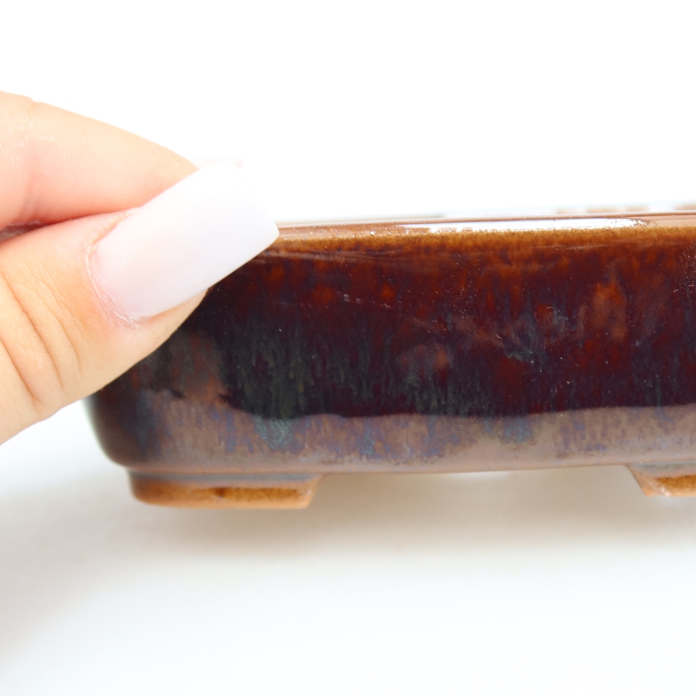 Ceramiczna miseczka do bonsai 12,5 x 9,5 x 4 cm, kolor brązowy