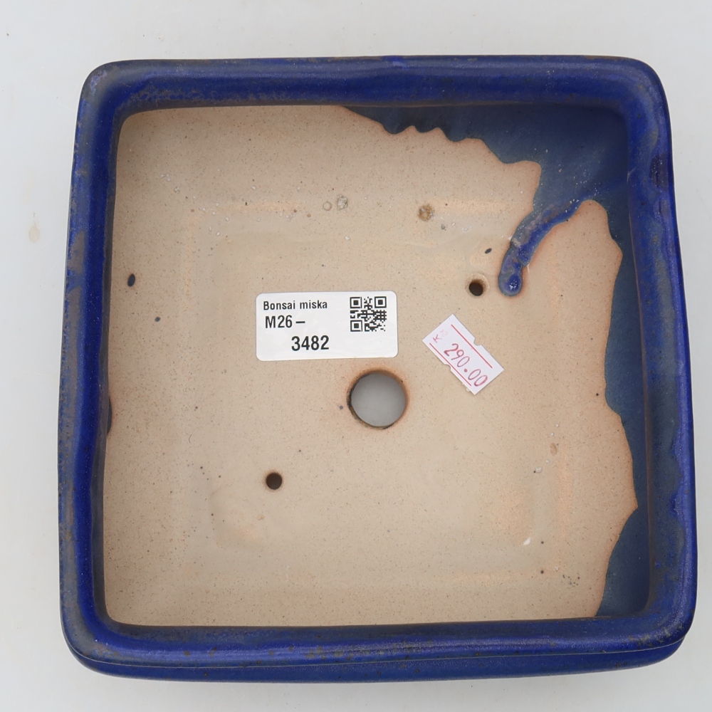 Ceramiczna miska do bonsai 15,5 x 15,5 x 6 cm, kolor niebieski