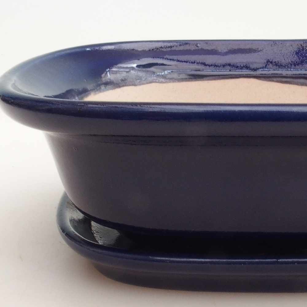 Miska bonsai + spodek H25 - 23 x 17 x 5,5 cm. - niebieski