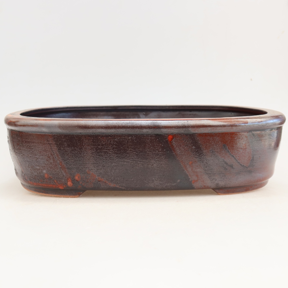 Ceramiczna miska do bonsai 31,5 x 24 x 8 cm, kolor metaliczno-czerwony