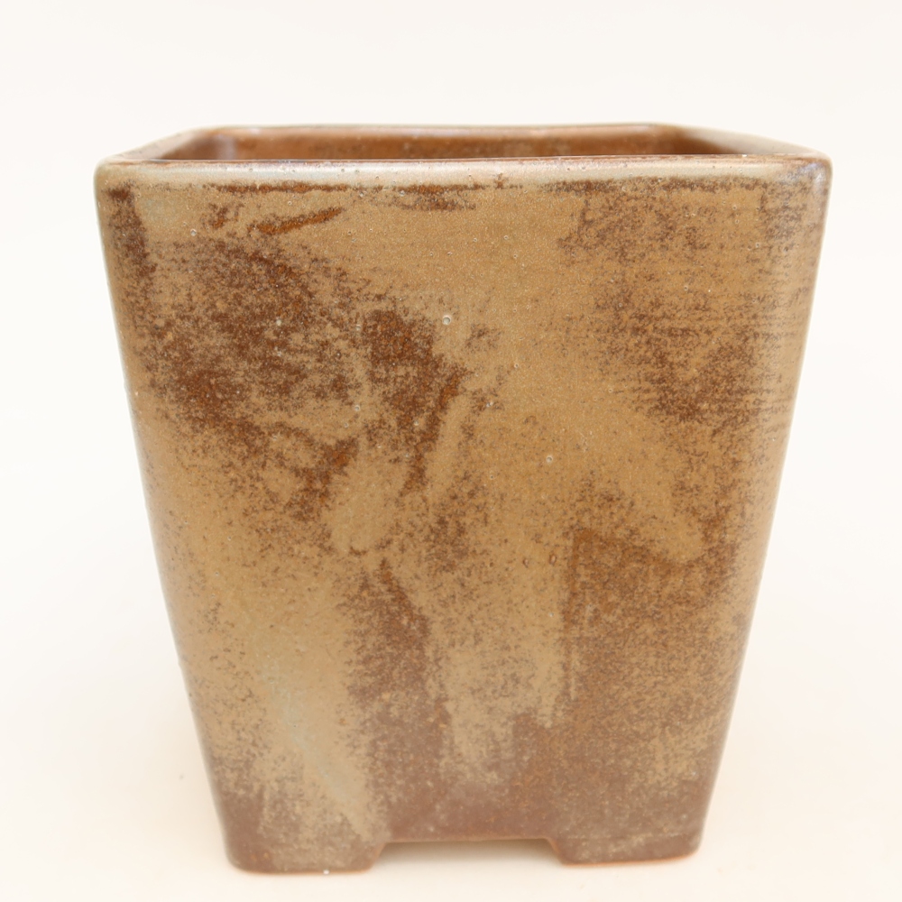 Ceramiczna miska na bonsai 14 x 14 x 15 cm, brązowa