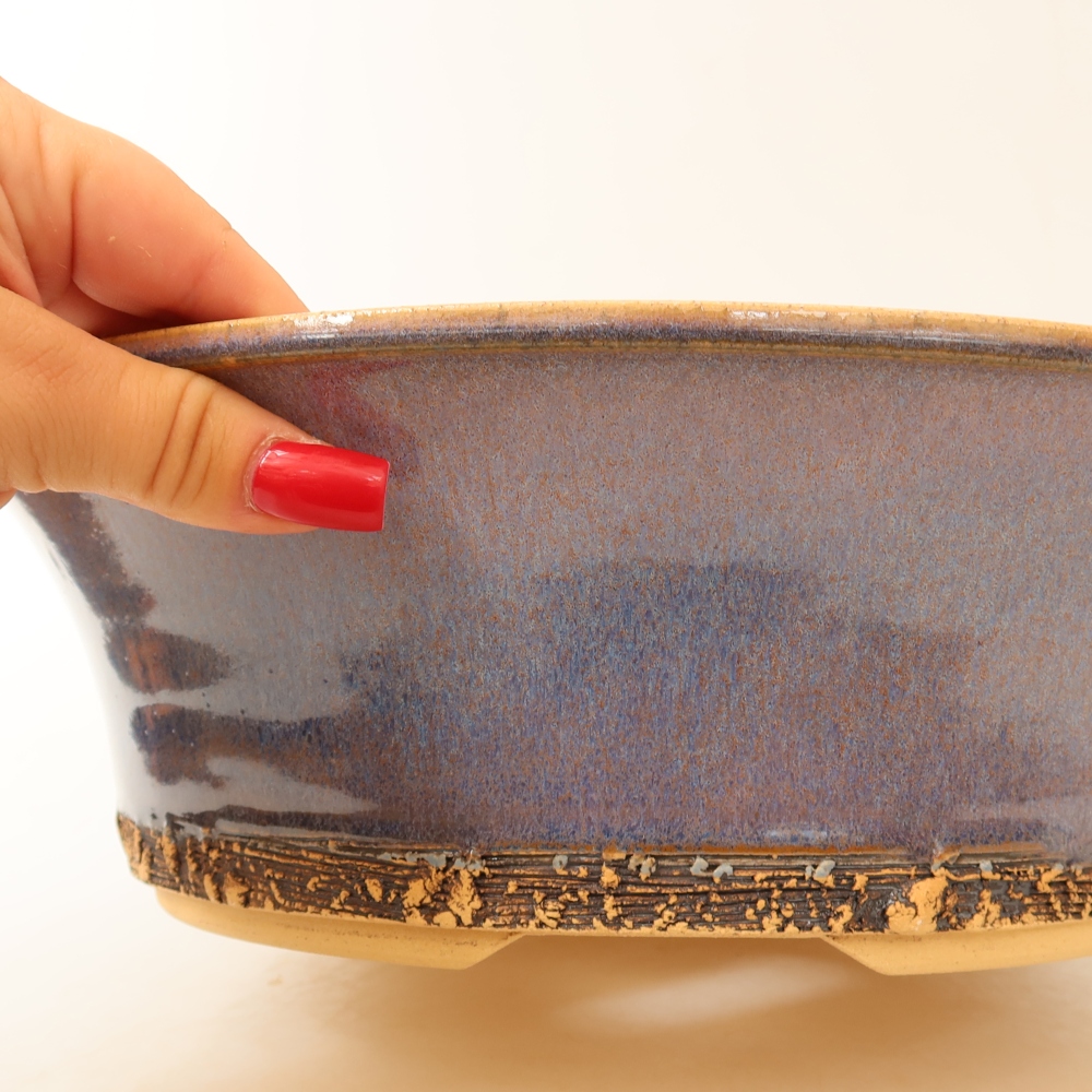 Ceramiczna miska do bonsai 29,5 x 29,5 x 9,5 cm, kolor niebieski