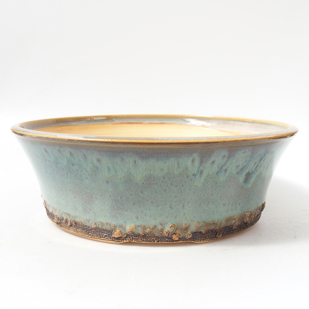 Ceramiczna miska bonsai 26,5 x 26,5 x 8,5 cm, kolor zielony